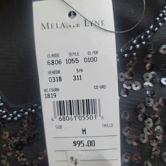 NWT Melanie Lyne Textured Sequins Chiffon Long Sleeve Top in Black Size… - Picture 12 of 13